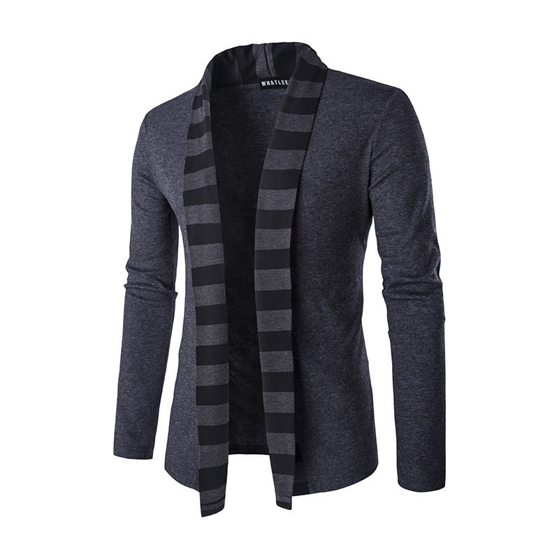 Trendy Color Contrast Striped Stitching Sweater