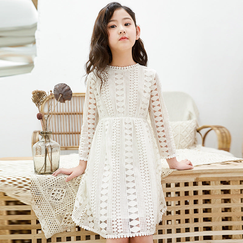 Girls skirt Korean dress spring new lace