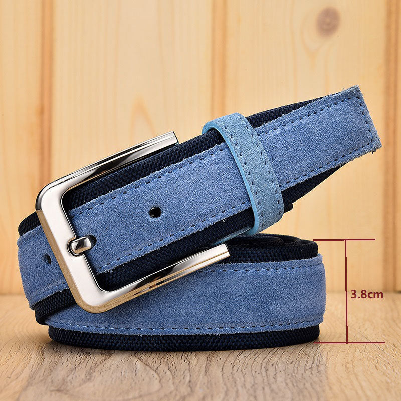 Suede Leather Buckle Oxford Cloth Men's Belt