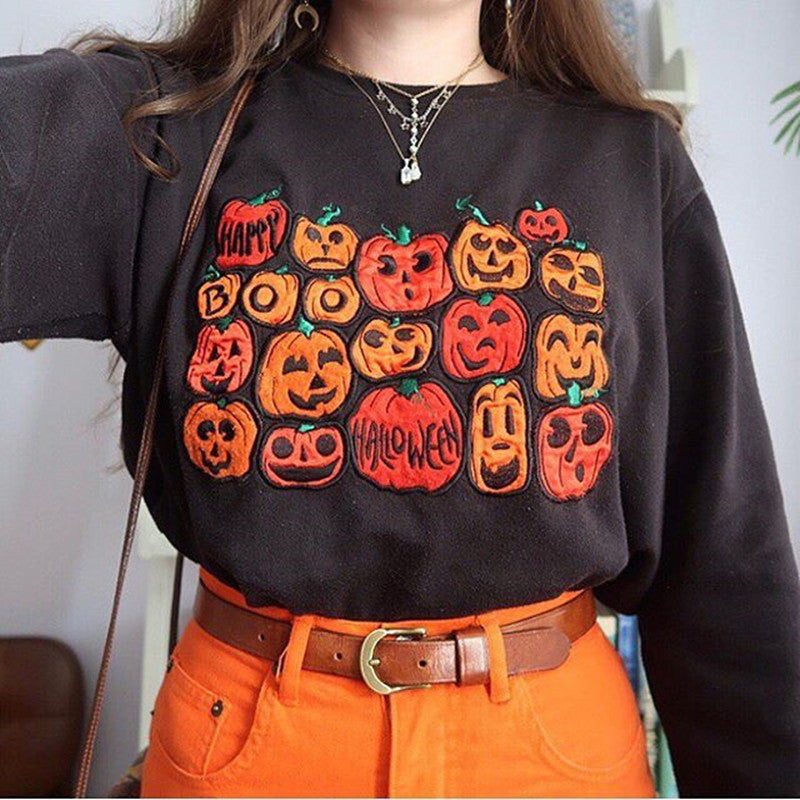 Pumpkin European and American print sweatshirt