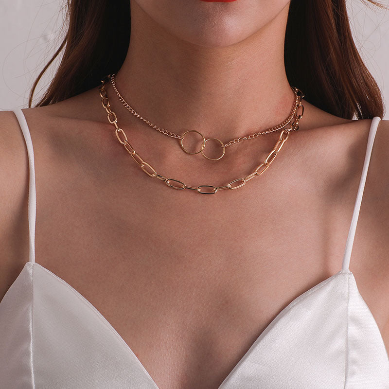 Cold Wind Chain Double-layer Necklace Square Thick Chain