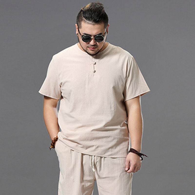 Imitation Cotton And Linen T-Shirt Loose Short Sleeves Large Size Loose Imitation Linen