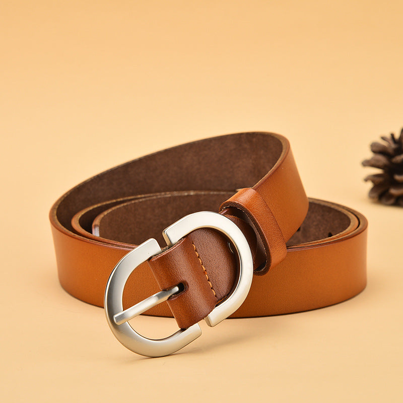 All-Match Belt pure Cowhide Korean Style Simple Pin Buckle Belt