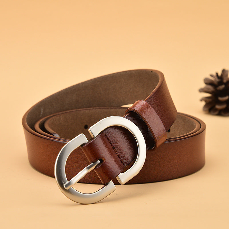 All-Match Belt pure Cowhide Korean Style Simple Pin Buckle Belt