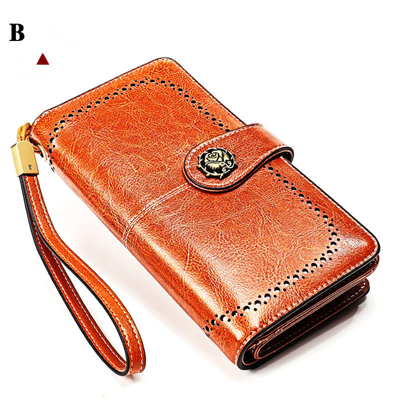 Long leather wallet for women