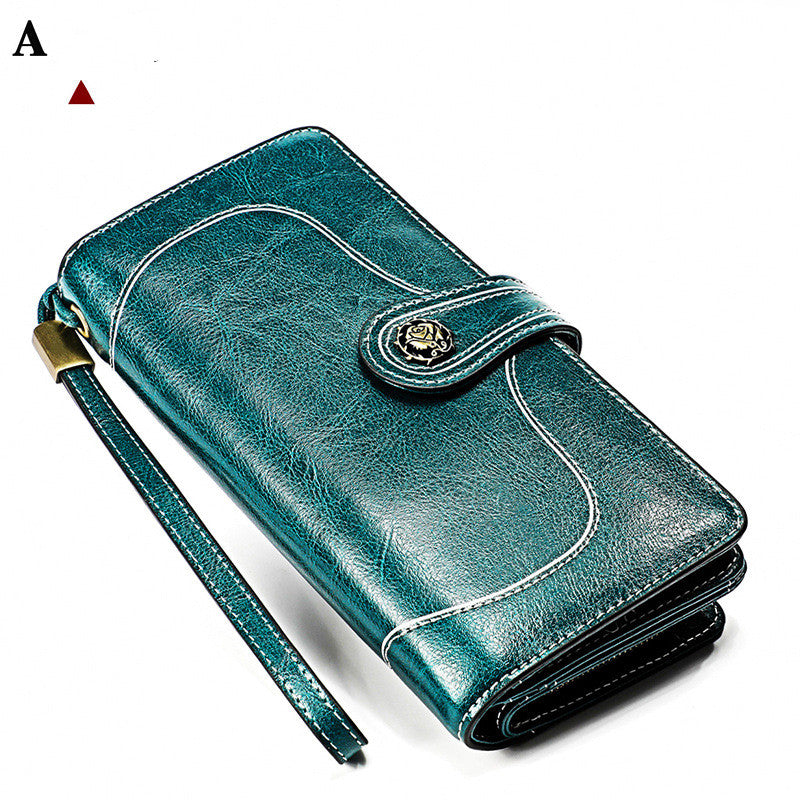 Long leather wallet for women