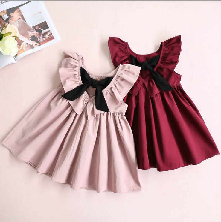 New Children's Clothing Baby Children Girls Bow Pleated Halter Skirt Princess Dress