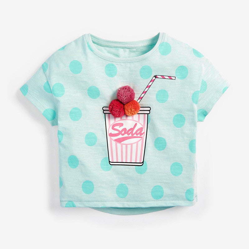 Children's Knitted Cotton Short-sleeved Girls T-shirt