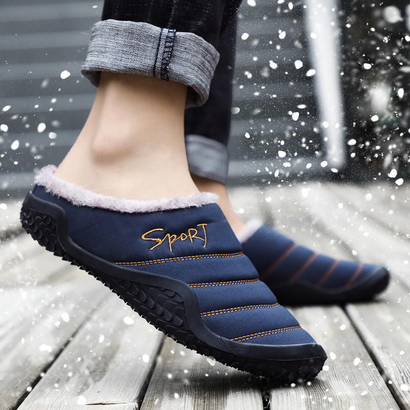 Autumn Winter Cotton Slippers Male Thick - soled Indoor