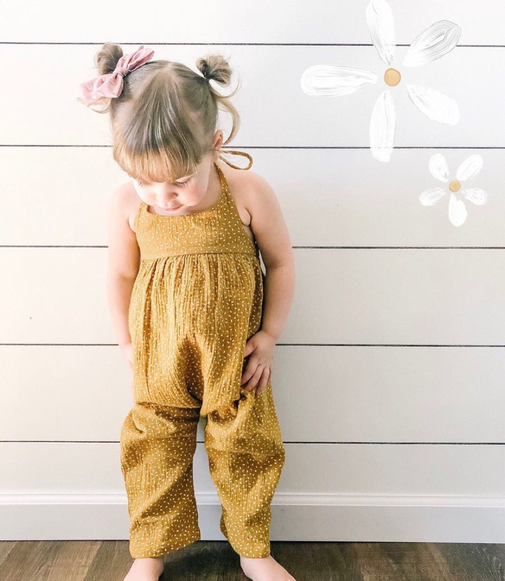 Baby Ginger Yellow Dotted Floral Romper Jumpsuit