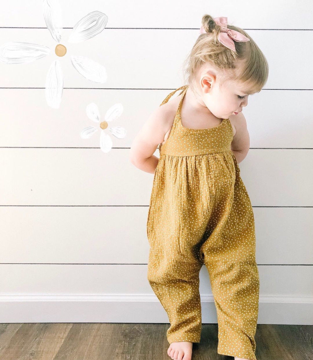 Baby Ginger Yellow Dotted Floral Romper Jumpsuit