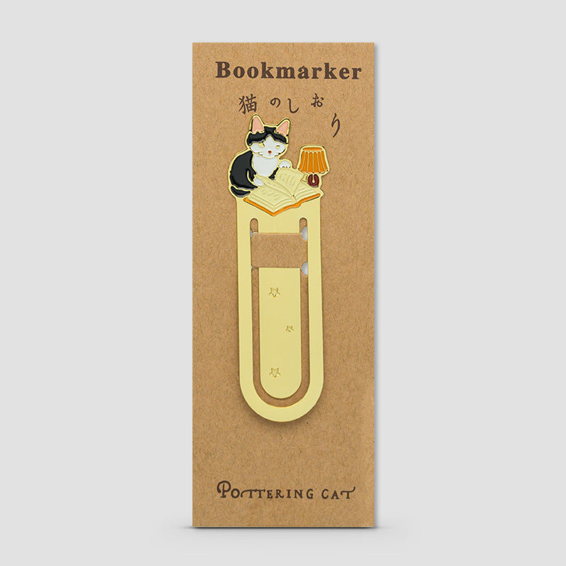Metal Bookmark Brass Hollow Creative Cute Cat