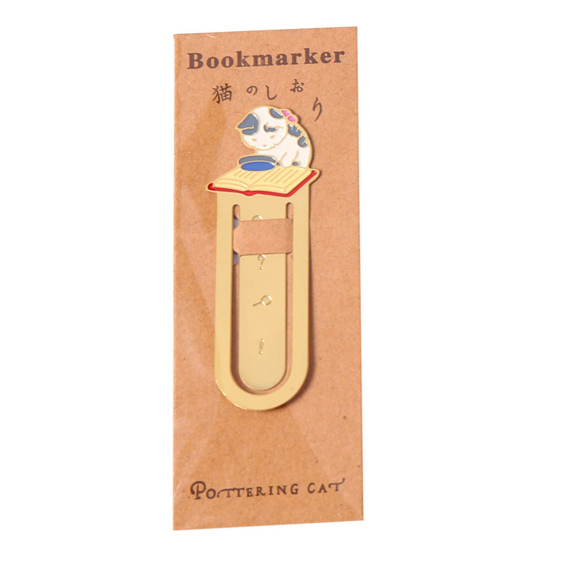 Metal Bookmark Brass Hollow Creative Cute Cat