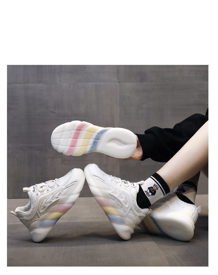 Korean Style Rainbow Bottom Casual Ins Trendy White Sneakers