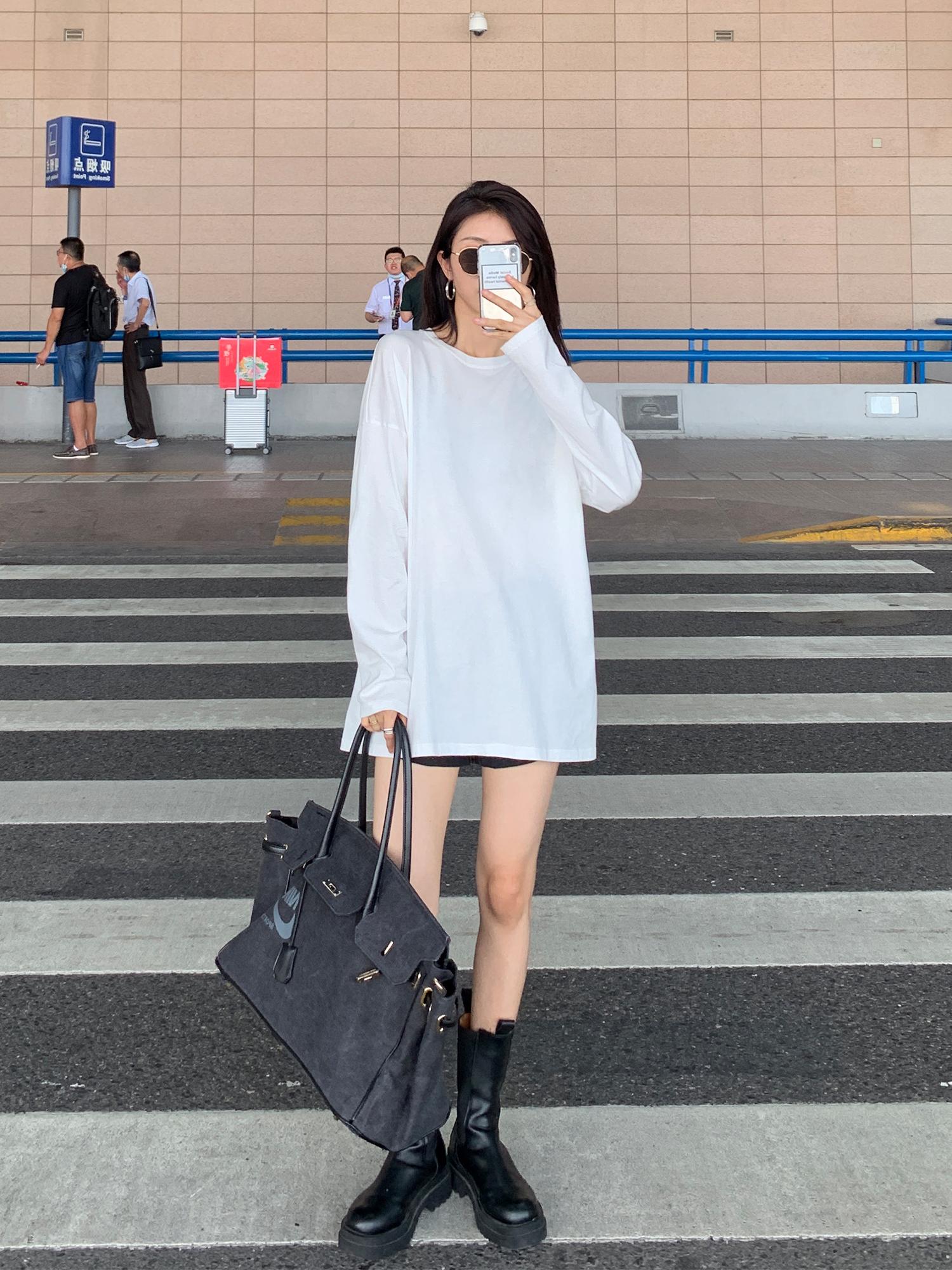 Korean Style Loose Mid-Length Blouse Inside The Basic Bottoming Shirt