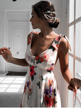 Flower sleek sleeveless sling dress