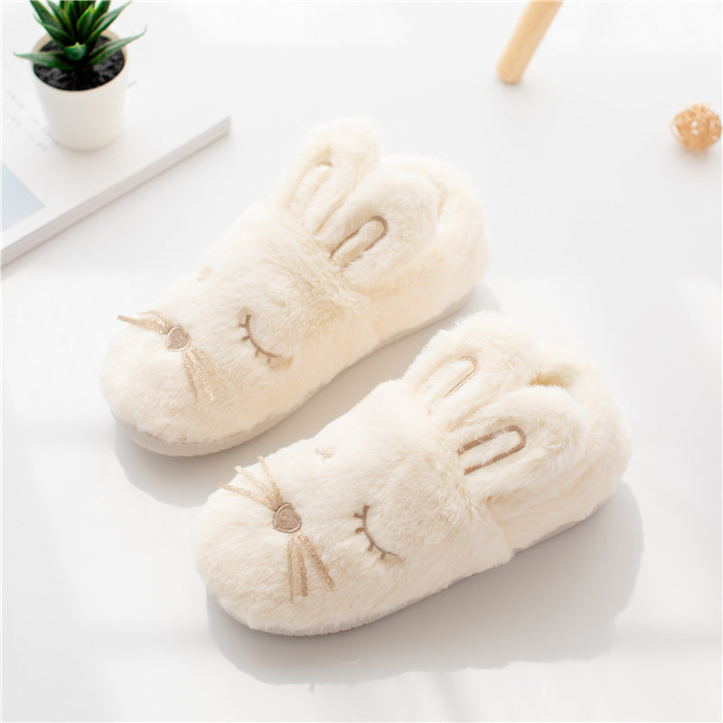 New Home Cotton Slippers, Warm Cotton Slippers, Bag Heel Non-Slip Thick-Soled Hairy Slippers, Female Factory Direct Sales