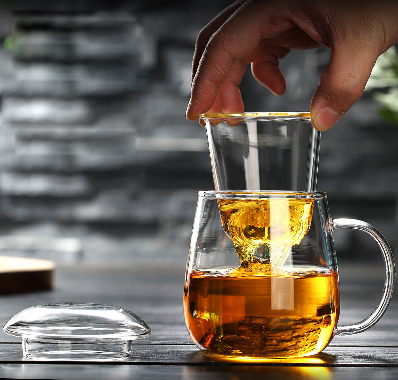  كوب شاي زجاجي لفصل الأعشاب  