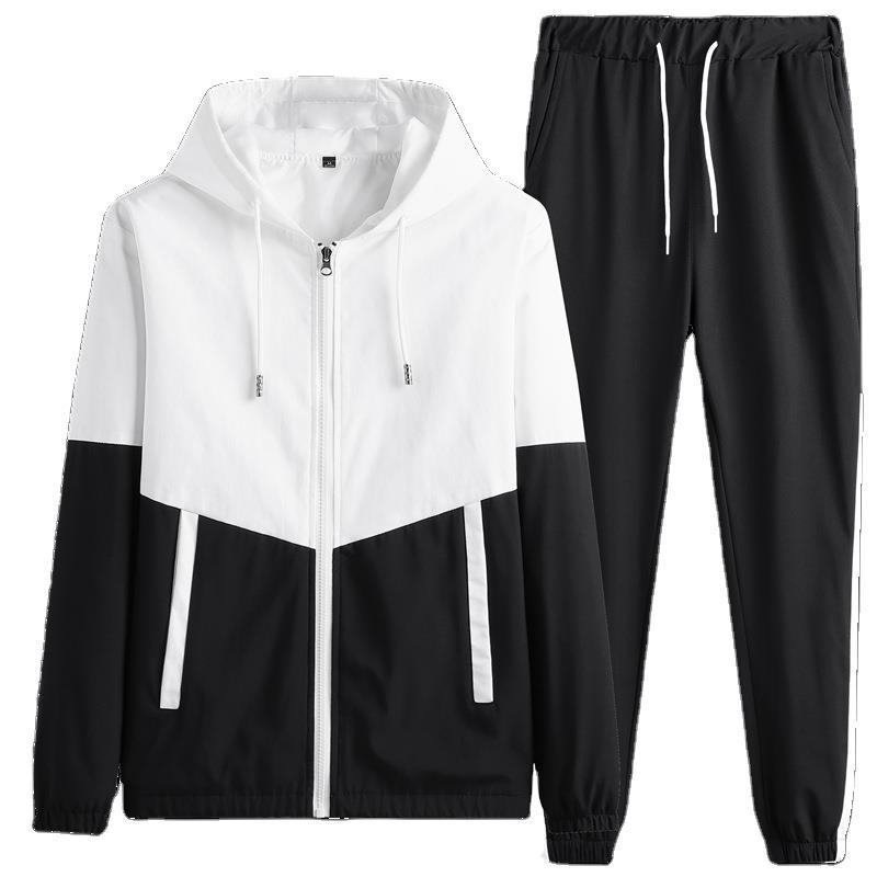 Colorblock Leisure Sports Hooded Two-Piece Suit