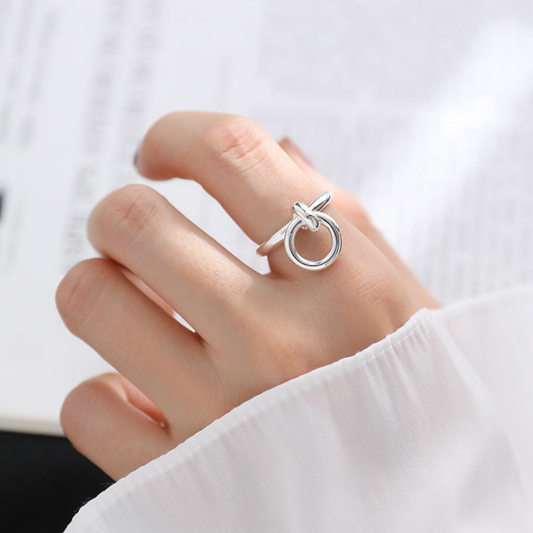 Small Personality Light Luxury Plain Silver Opening Ring