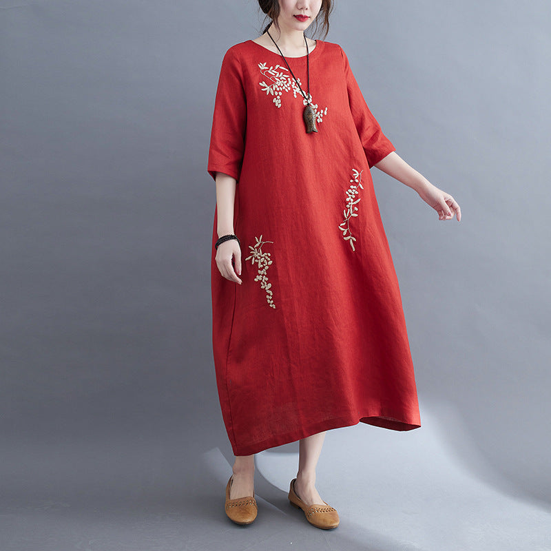 Embroidered Pullover Dress