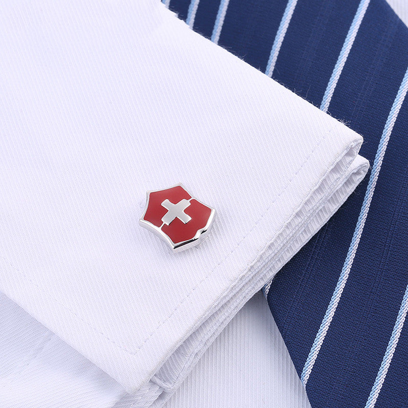 Red Cross French Cufflinks Men's Shirt Sleeve Studs