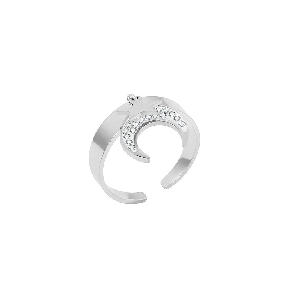 Adjustable Moon And Stars Shaped Pendant Rings For Women
