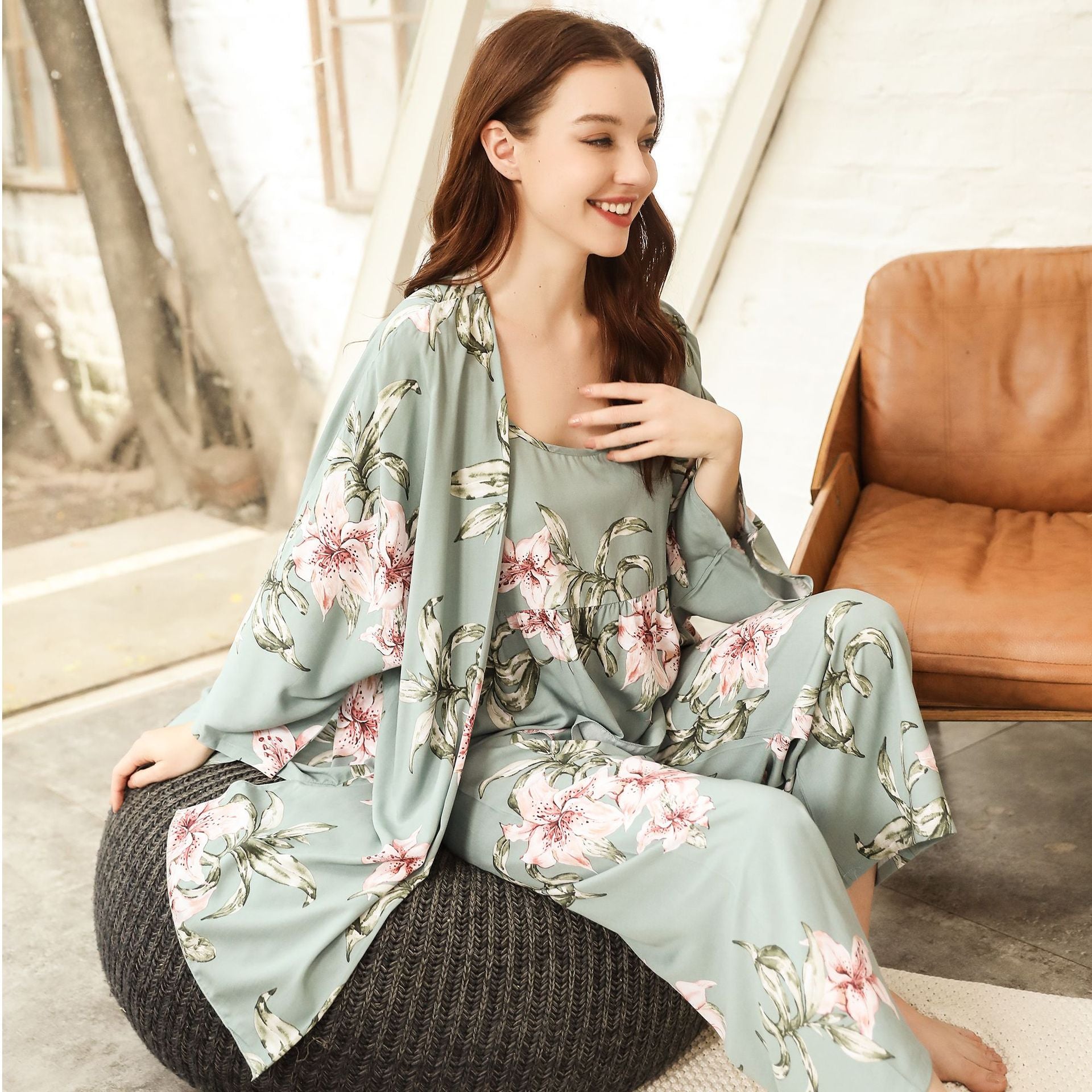 Women's Sling Cotton Silk Home Suit