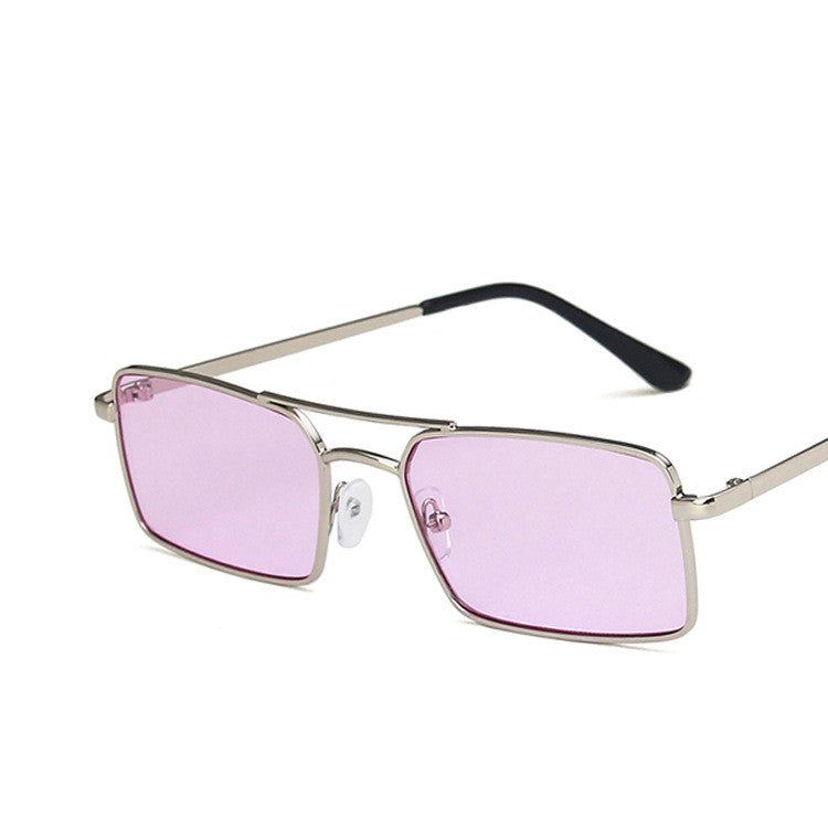 Double Beam Square Metal Sunglasses
