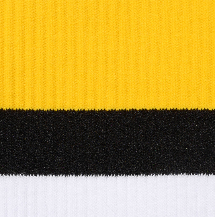 Men's Yellow And Black Wide Striped Thin Sports And Fitness Lycra Fiber Cotton Socks