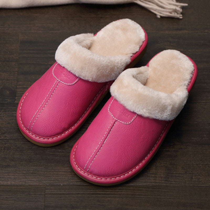 Wooden Floor Non-slip Thick-soled Warm Household Leather Slippers