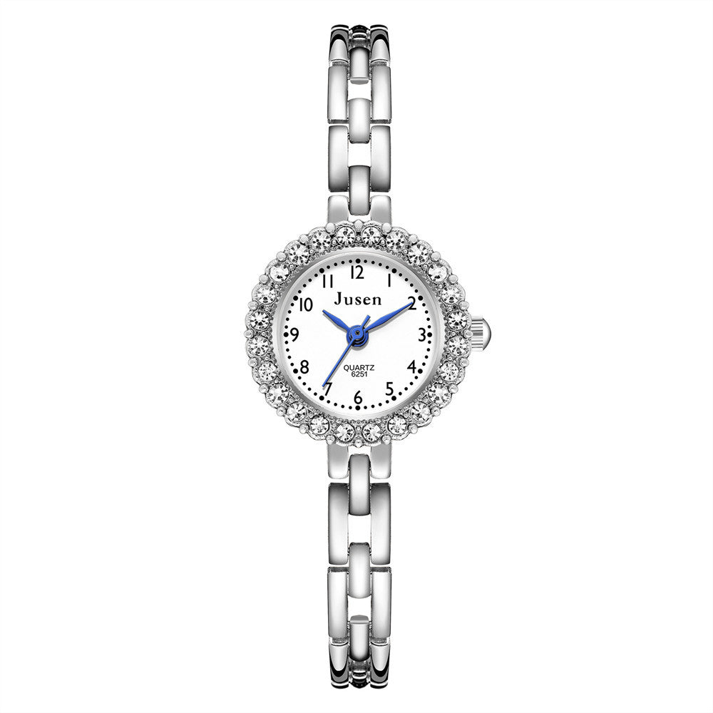 Diamond-studded Alloy Thin Steel Band Bracelet Digital Ladies Watch
