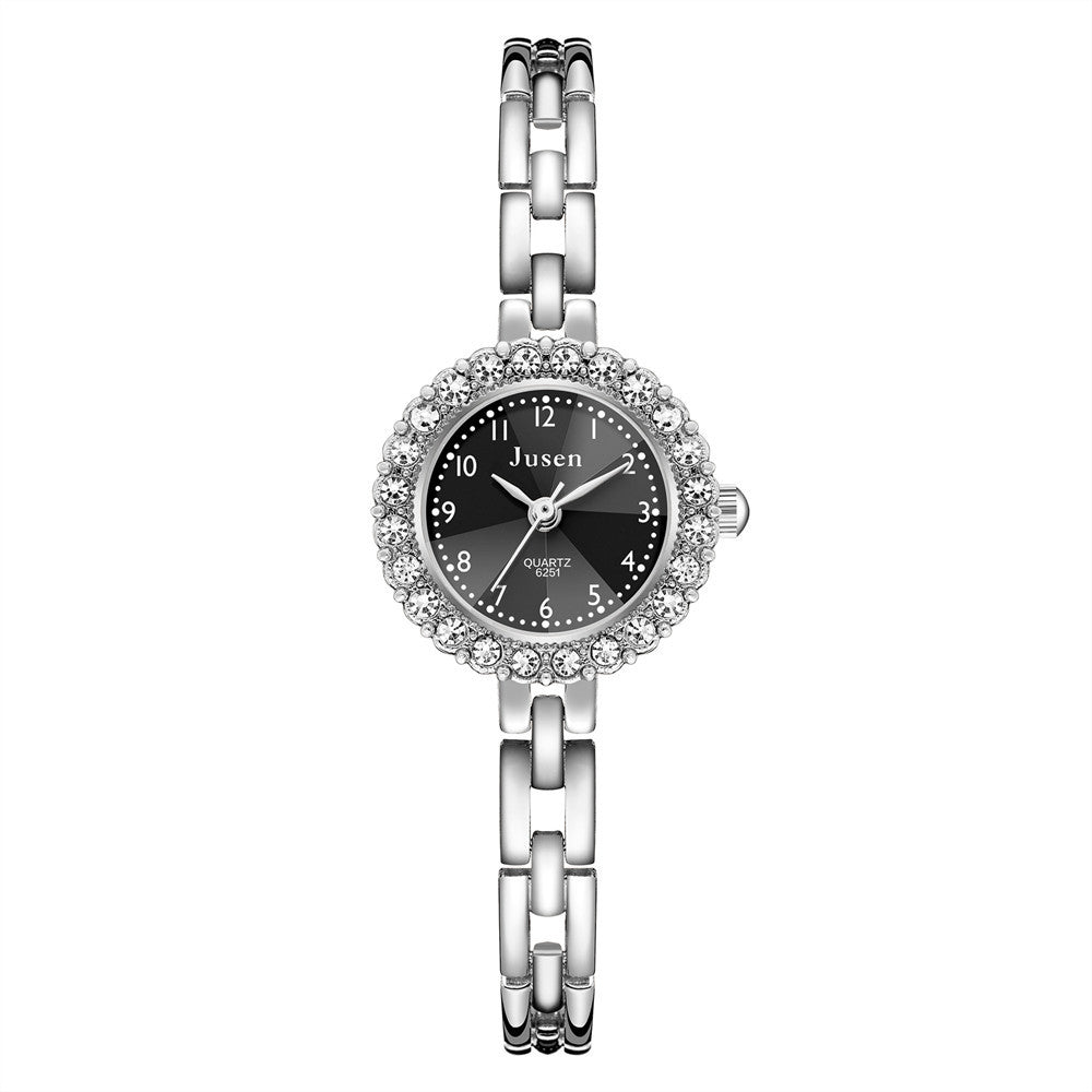 Diamond-studded Alloy Thin Steel Band Bracelet Digital Ladies Watch