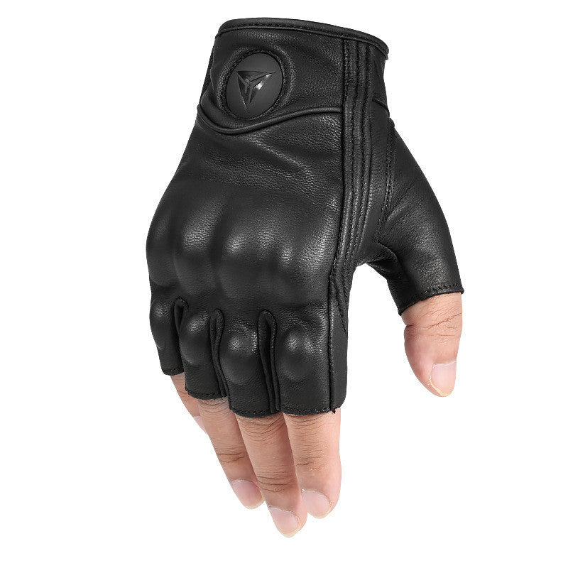 Motorcycle Half-finger Gloves Motorcycle Riding Leather Fingerless Four Seasons Breathable Racing Rider Equipment Male