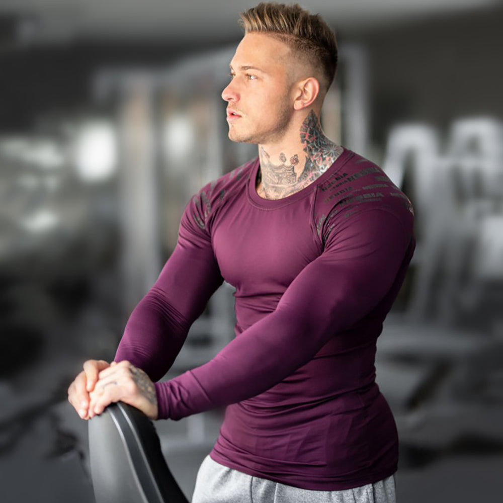 Muscle Fitness Brothers Fat Men's Long Sleeve T-shirt Sports Fitness Running Workout Pure Cotton Stretch Long Sleeve T-shirt