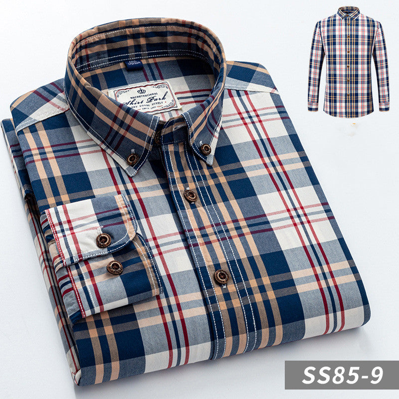 New Cotton Plaid Shirt Men'S Long-Sleeved Spring And Autumn Men'S Self-Cultivation England
