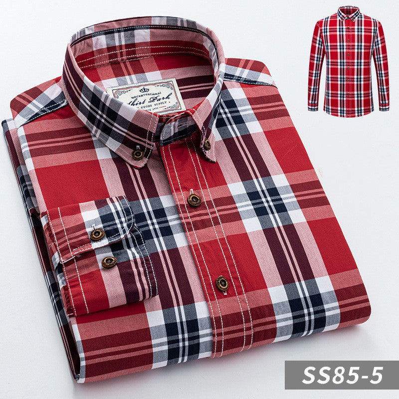 New Cotton Plaid Shirt Men'S Long-Sleeved Spring And Autumn Men'S Self-Cultivation England