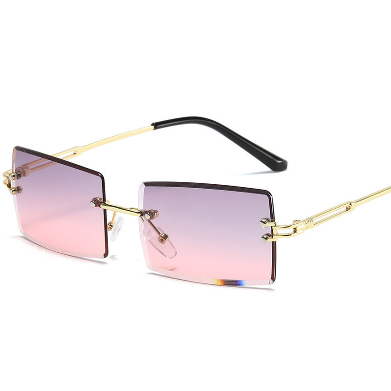 Sunglasses Rimless Diamond Cut-Edge Sunglasses Square Square