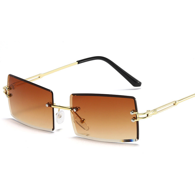 Sunglasses Rimless Diamond Cut-Edge Sunglasses Square Square
