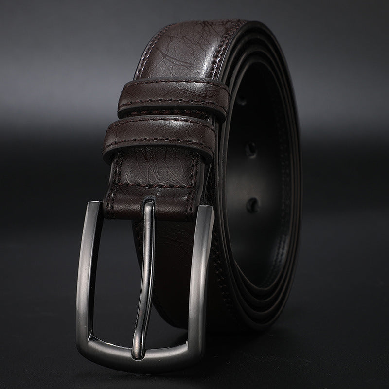 Pin buckle belt men's leather