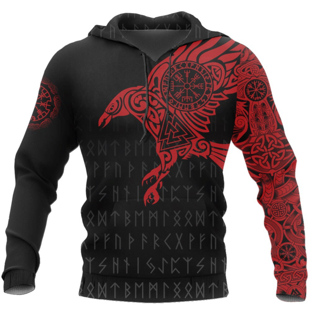 Viking Myth Digital Printing Couples Hooded Sweater Women Loose Plus Size Fall Winter Pullover