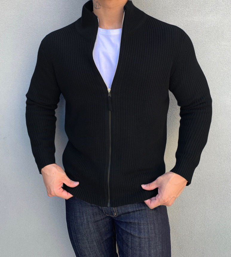 Sweater Zipper Long Sleeve Stand Collar POLO Shirt
