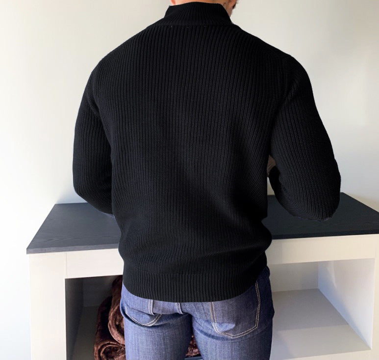Sweater Zipper Long Sleeve Stand Collar POLO Shirt
