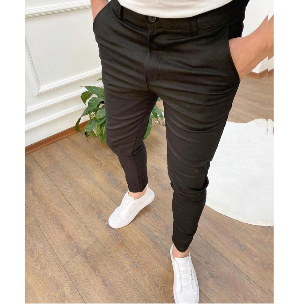 Men's Fashion Textured Button Casual Pants
