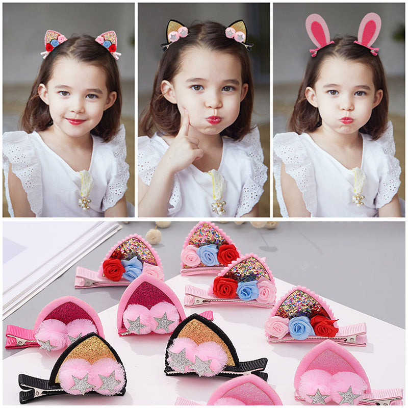 Children'S Hairpin Cute Super Cute Ear Headdress Plush Clip Little Girl