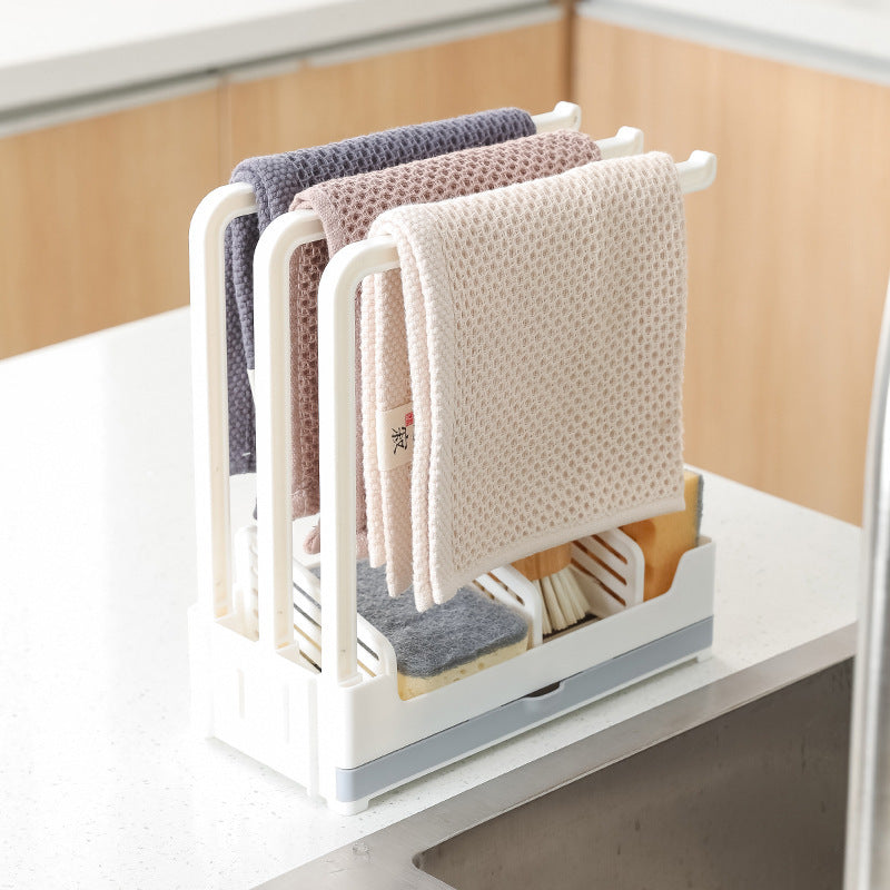 Sponge Storage Shelf With Puncture Free Tray For Kitchen