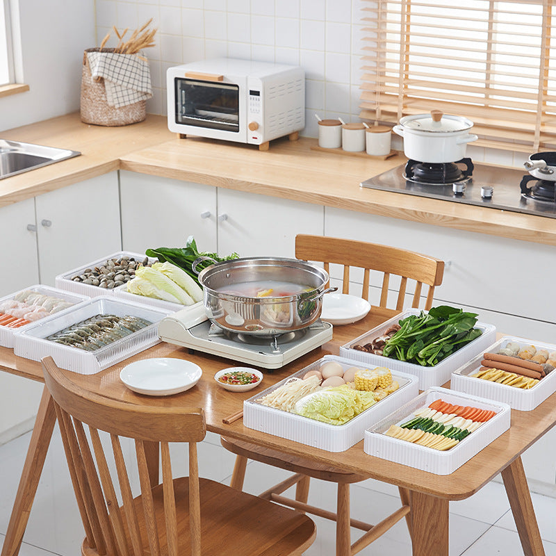Creative Hot Pot Dish Foldable Kitchen Shelf Household Multi-Layer Drain Side Dish Rack Plastic White Hot Pot Dish