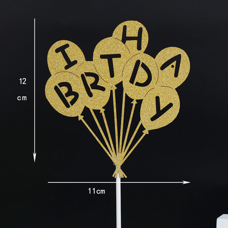 Cake Decoration Insert Wedding Antler Flower Fairy Balloon Happybirthday Shiny Insert Paper Card