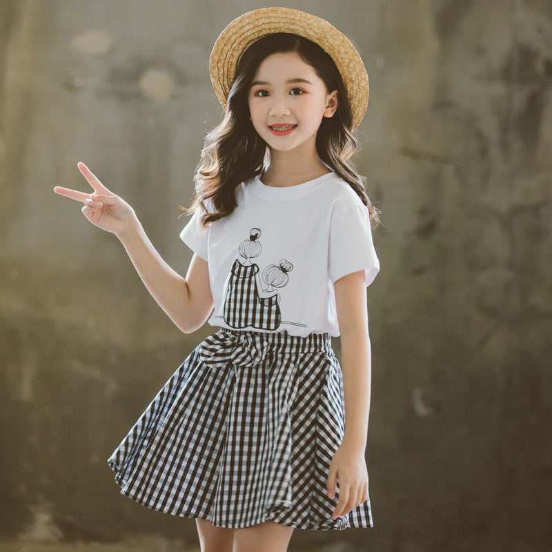 Children's Fashion Western Style Short-sleeved Two-piece Summer Suit Trendy