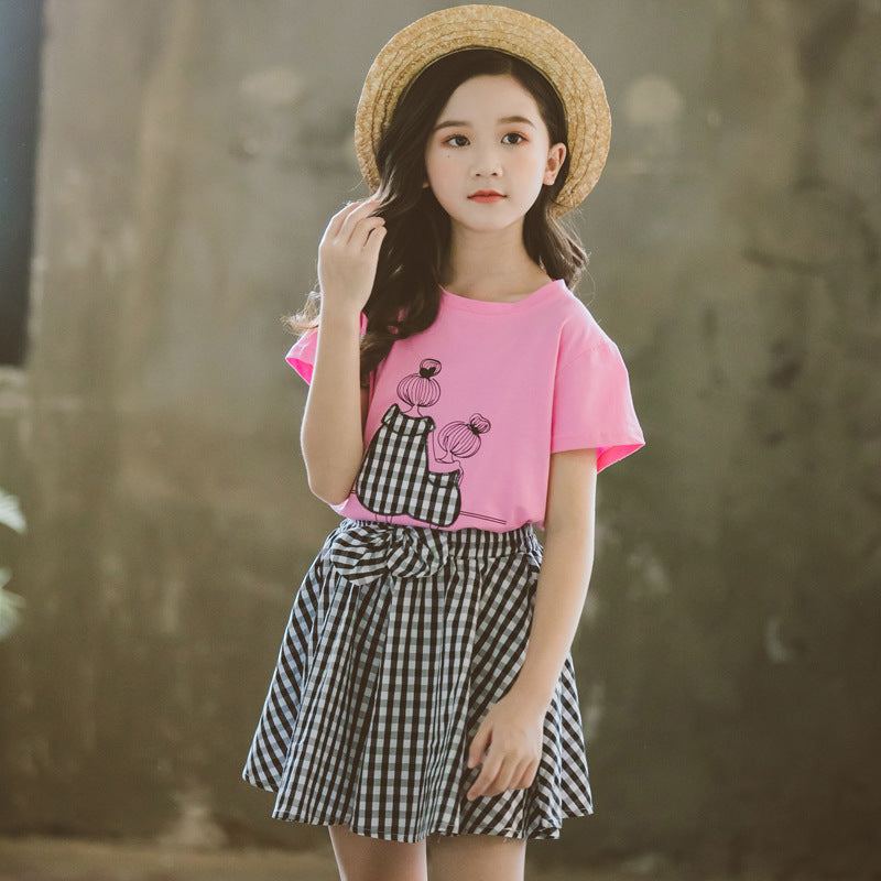 Children's Fashion Western Style Short-sleeved Two-piece Summer Suit Trendy